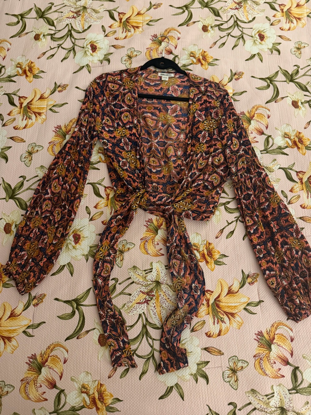 Billabong Rust Multi Floral Tie-Front Top